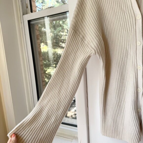 Reformation Fantino Cashmere Collared Cardigan Button Down Gossamer Cream Small - Picture 10 of 17